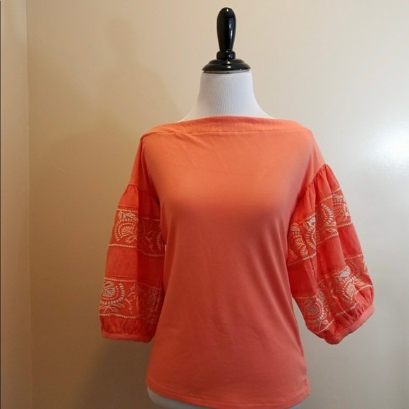 ✨HP✨Free People Rock With It Off Orange Shoulder Top L - Picture 4 of 9